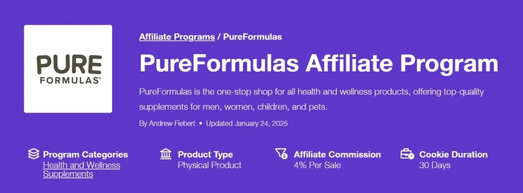 Pure Formulas Health and Wellness Affiliate Programs