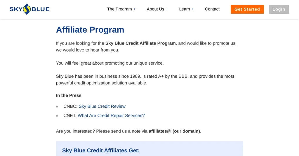 SkyBlue Programas de Afiliados de Créditos Empresariales