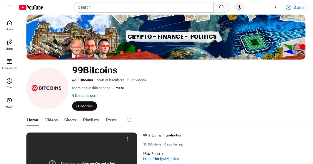 99Bitcoins Crypto YouTube Channels