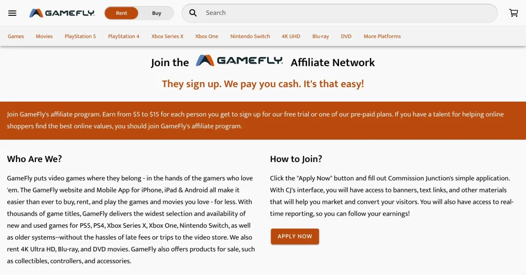 Gamefly Gaming Affiliate Programs
