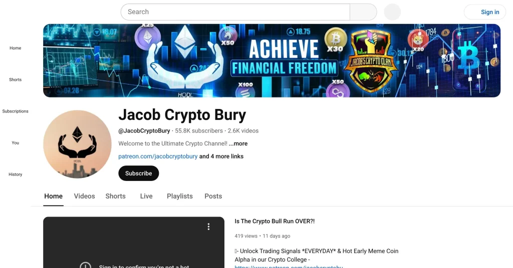 Jacbo Bury Crypto YouTube Channels