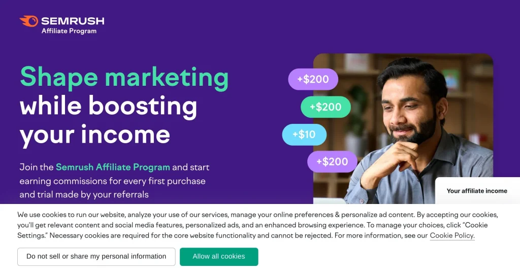 SemRush Best Affiliate Programs for Beginners Without a Website