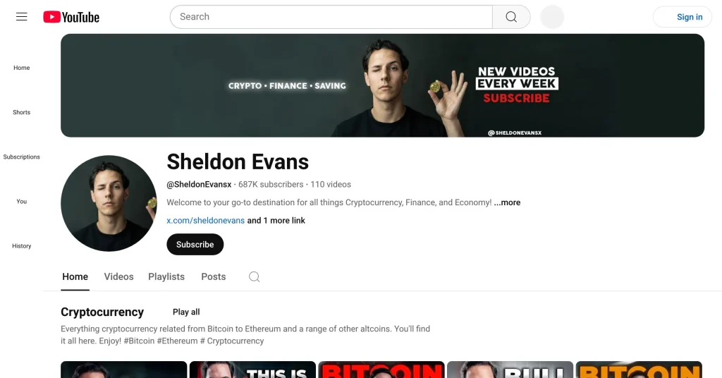 Sheldon Evans Crypto YouTube Channels