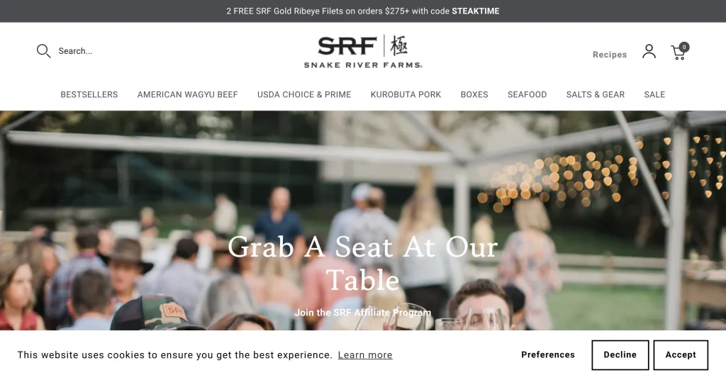 Snake River Farms Programas de Afiliados de Cocina 