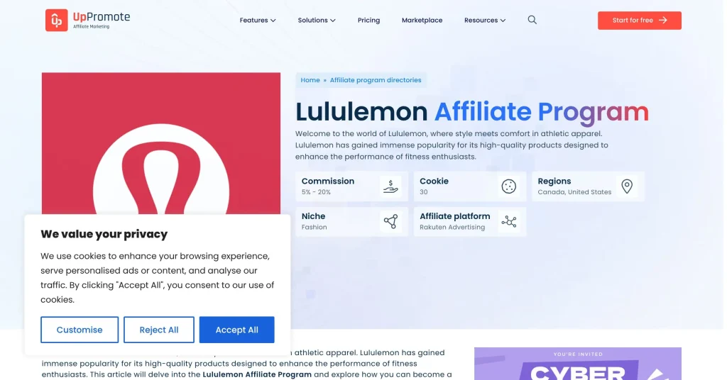 Lululemon Programas de Afiliados Deportivos