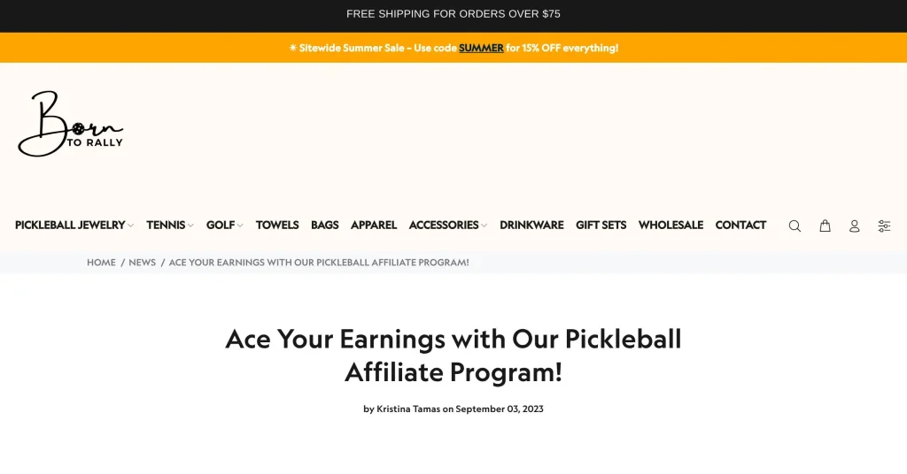 Borntorally Pickleball Affiliate Programs